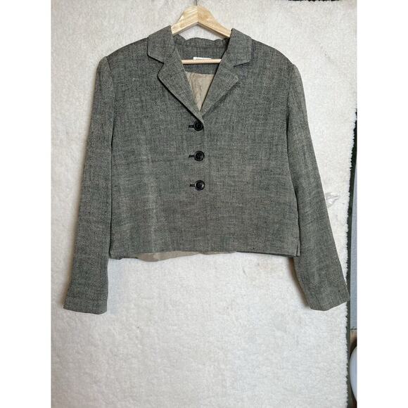 VINTAGE + ANN MAY Woven Silk Blazer Womens Sz 10 Quiet Luxury Old Money Career - Picture 2 of 8